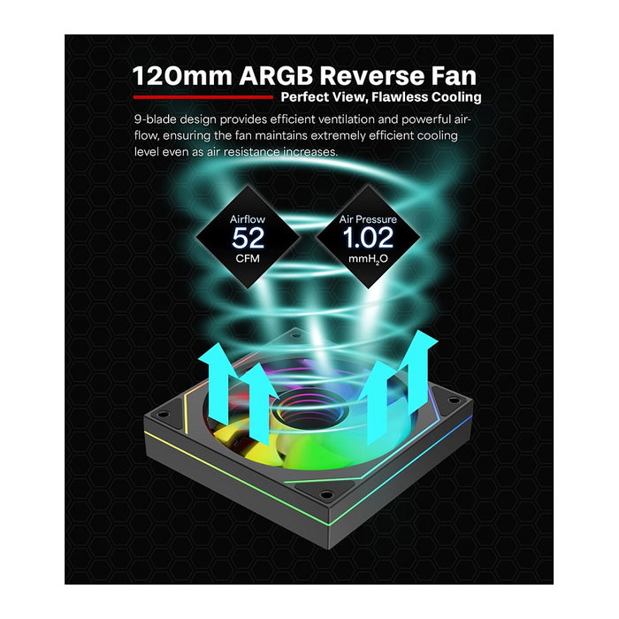Xilence XPF120UR.ARGB Ventilador con iluminación ARGB y hoja reversible, Negro