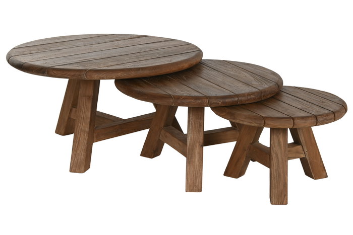 DKD Home Decor Mesa Centro Indo minimal 24 Set de 3 Teca reciclada 80 x 45 x 80 cm