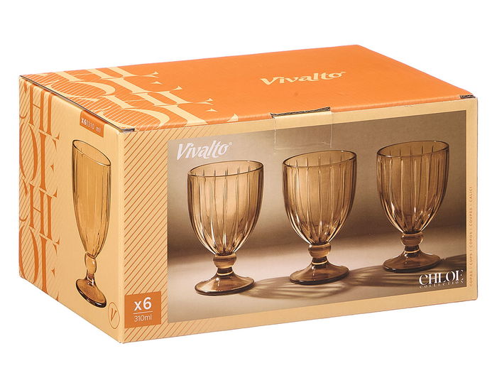 Vivalto Copa Vino Rayas 310 ml Ambar Vidrio 8.5x13.3x8.5 cm (Set de 24)