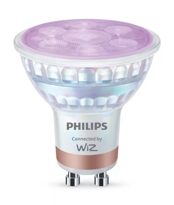 Philips WiZ Smart Bombilla LED GU10 4.7W (Eq. 50W) RGB Blanco Regulable WiFi/Bluetooth, Pack 2, REF 8720169296763, Clase F
