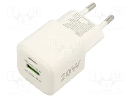 GOOBAY Cargador de red 20W con USB-A y USB-C Power Delivery Blanco