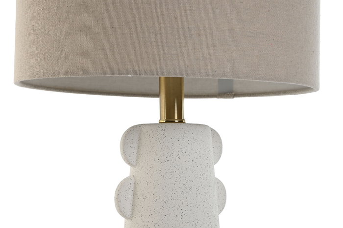 DKD Home Decor Lámpara de Sobremesa de Gres y Lino Blanco DKD Home Decor Lámpara de Sobremesa de Gres y Lino Blanco