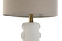DKD Home Decor Lámpara de Sobremesa de Gres y Lino Blanco