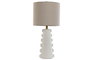 DKD Home Decor Lámpara de Sobremesa de Gres y Lino Blanco