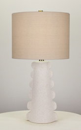 DKD Home Decor Lámpara de Sobremesa de Gres y Lino Blanco