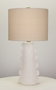 DKD Home Decor Lámpara de Sobremesa de Gres y Lino Blanco