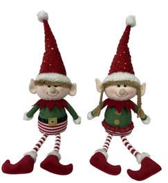 DKD Home Decor Figura de Elfo Surtido Rojo y Verde de 57 cm