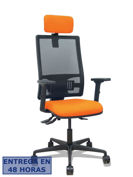PIQUERAS Y CRESPO Silla Bormate con Mecanismo Asíncrono, Asiento Naranja y Respaldo Negro