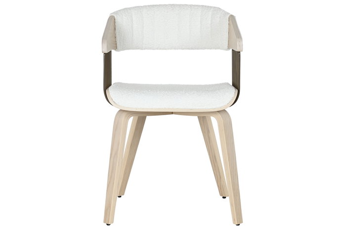 DKD Home Decor Silla Scandi Blanco Madera Poliester Bucle 51 x 55 x 76.5 cm