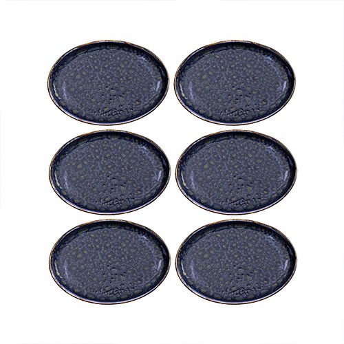 SUMMA MOON BLUE Fuente Oval de Vajilla 23x17 cm, Vitro Porcelana, Apta Lavavajillas y Microondas (Set de 6)