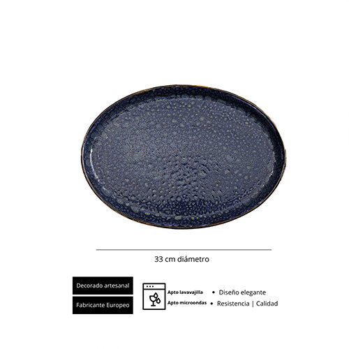 Summa Moon Blue Fuente Oval Azul (Set de 6) 23x17 cm