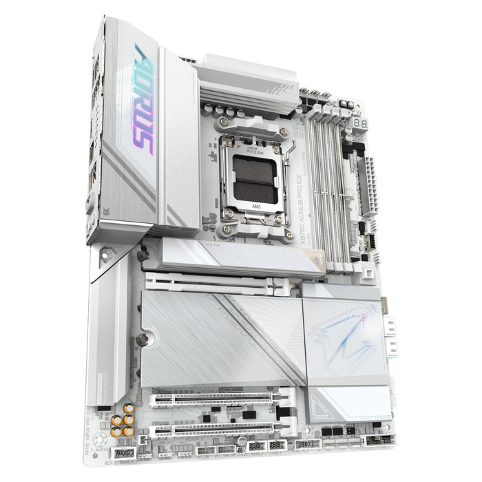 Gigabyte AM5 X870E AORUS PRO ICE ATX Placa Base para AMD Ryzen, Wi-Fi 7, USB 4, DDR5 hasta 8000MHz