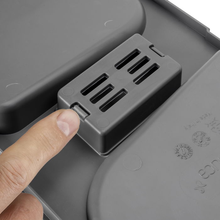 Emuca Contenedores para cajón de cocina Recycle con tapa anti olores, Altura 266, 2x15litros, Plástico gris antracita