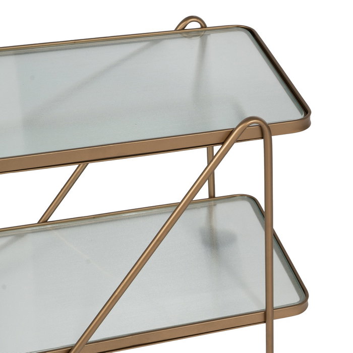 Camarera Ruedas Oro Metal-Cristal 61 X 40 X 70 cm
