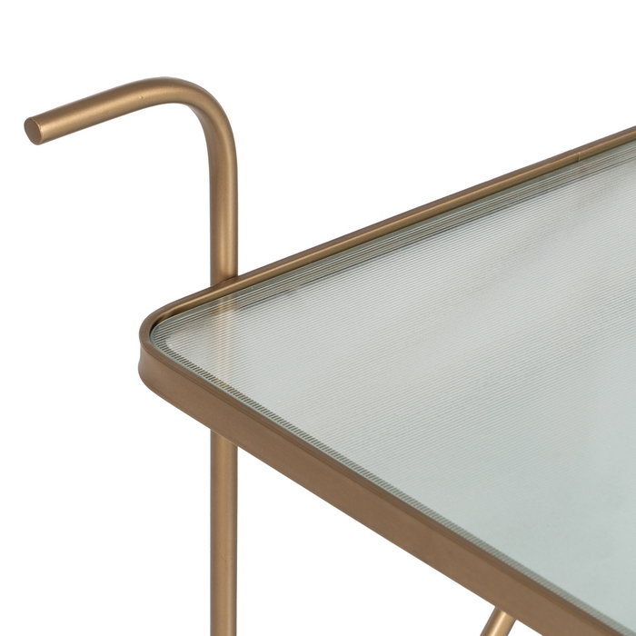 Camarera Ruedas Oro Metal-Cristal 61 X 40 X 70 cm