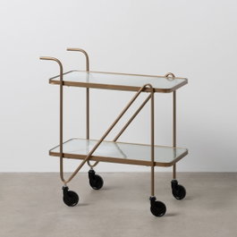 Ixia Camarera con Ruedas Oro Metal-Cristal 61 x 40 x 70 cm