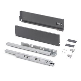 Emuca Cajón exterior Vertex con regulación 3D de altura 131mm, 40kg, profundidad 550mm, Acero, Gris antracita