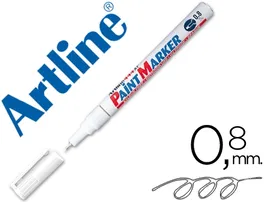 Artline Rotulador Marcador Permanente EK-444 XF Blanco Punta Redonda 0.8 mm para Metal Caucho y Plástico