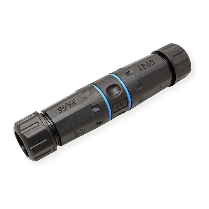 VALUE 21.99.3000 Acoplador RJ-45 Categoría 6 (Cat.6 Clase E) Blindado para Exterior/Industria, 3 Puertos Hembra/Hembra, Negro y Azul