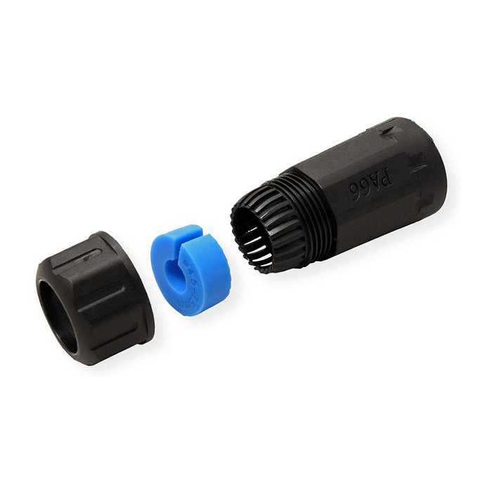 VALUE 21.99.3000 Acoplador RJ-45 Categoría 6 (Cat.6 Clase E) Blindado para Exterior/Industria, 3 Puertos Hembra/Hembra, Negro y Azul
