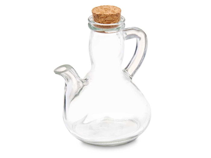 Vivalto Aceitera o Porrón con Tapón de Corcho, Vidrio Transparente, 290 ml, Dimensiones 12x14.5x9.5 cm (Set de 24)