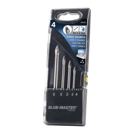 Bluemaster Juego 4 Brocas Punta de Lanza para Cristal y Porcelánico Ø4-5-6-8 mm