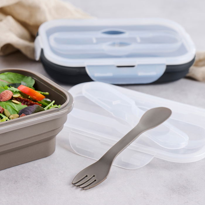 Day Fiambrera Plegable de Silicona con Cubierto Integrado - Apta Microondas y Lavavajillas, 19.5x12.5x6 cm, Colores Surtidos Day Fiambrera Plegable de Silicona con Cubierto Integrado - Apta Microondas y Lavavajillas, 19.5x12.5x6 cm, Colores Surtidos