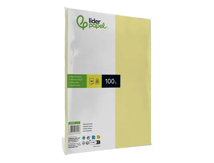 Liderpapel Papel Color A4 80gr Amarillo Paquete de 100 Hojas