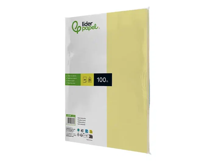 Liderpapel Papel Color A4 80gr Amarillo Paquete de 100 Hojas