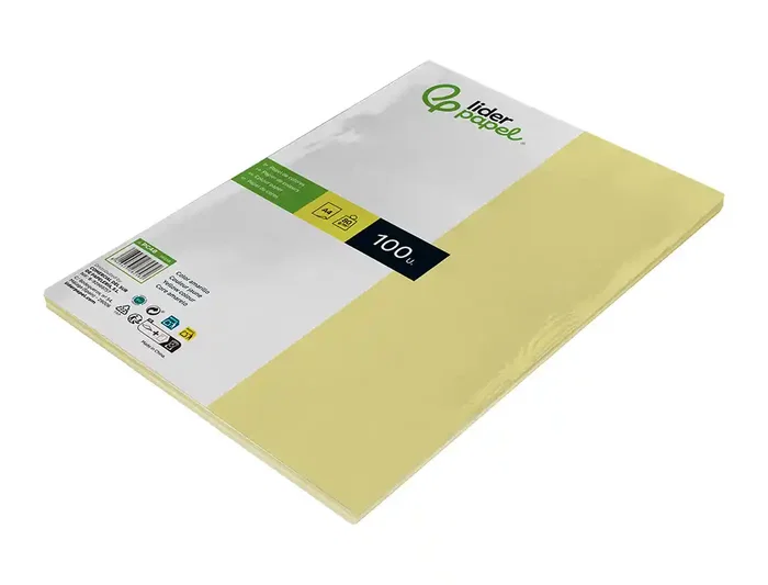 Liderpapel Papel Color A4 80gr Amarillo Paquete de 100 Hojas