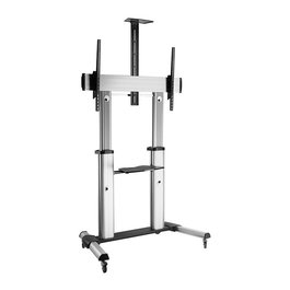 ROLINE 17.03.1261 Soporte de TV/Pantalla LCD de Pie para 60 a 100 Pulgadas, Hasta 100 kg, Color Plata, Ajuste de Altura 120-165 cm