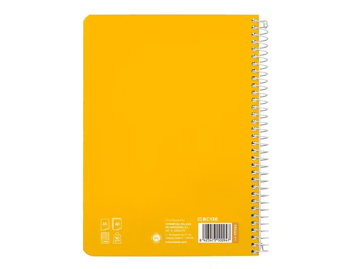 Liderpapel Cuaderno Espiral Pautaguía A5 Tapa Dura Amarillo Liderpapel Cuaderno Espiral Pautaguía A5 Tapa Dura Amarillo