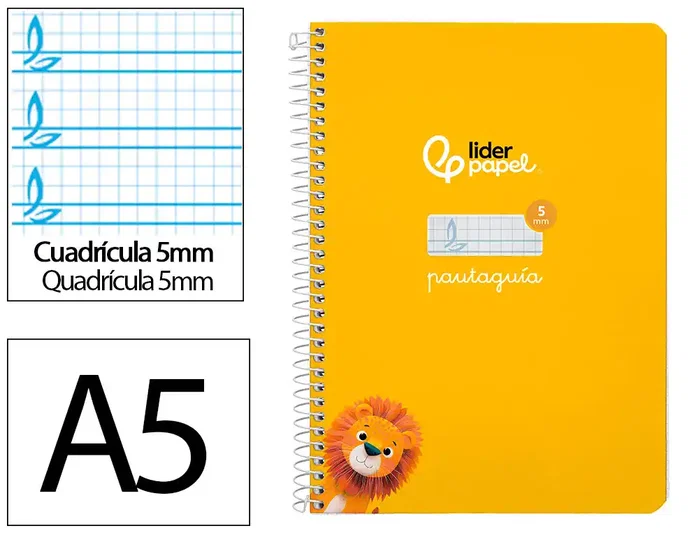 Liderpapel Cuaderno Espiral Pautaguía A5 Tapa Dura Amarillo Liderpapel Cuaderno Espiral Pautaguía A5 Tapa Dura Amarillo