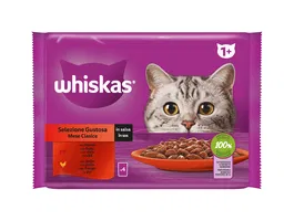 Whiskas Seleccion Carnés Clásica - Comida Húmeda para Gatos - 13 Sobres de 4x85 gr - Lata de Alimento