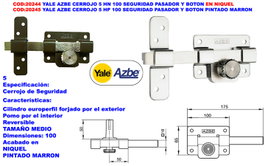 Yale AZBE HP 100 Cerrojo de Sobreponer con Pasador Europeo y Botón