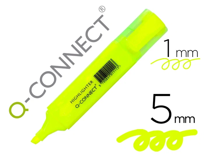Q-connect Rotulador Fluorescente Amarillo Punta Biselada Trazo 1-5 mm Q-connect Rotulador Fluorescente Amarillo Punta Biselada Trazo 1-5 mm