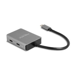 DeLOCK Concentrador USB Hub 4 Puertos USB Type-C USB 3.2 Gen 2 (10 Gbps) Plug and Play, Negro/Gris