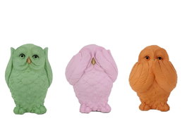 DKD Home Decor Figura de Vinilo Búho Surtido 3 Colores
