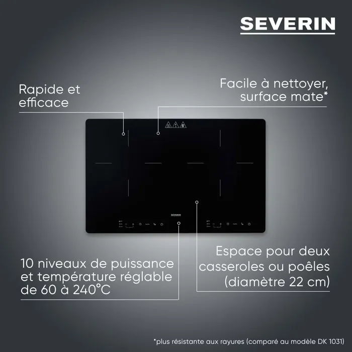Severin DK1033 Placa de Inducción Portátil, 2 Quemadores, 60 x 38 cm, Negra