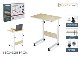 Confortime Mesa Auxiliar Plegable Madera y Metal 60x40x65-89 cm (3 Unidades)