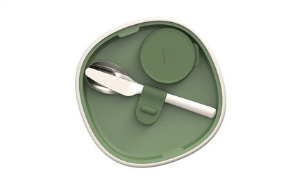 Berghoff 3950221 Conjunto Ensaladera Picnic con Cubiertos Acero Inox y Recipiente para Salsas, Apta Congelador, Microondas y Lavavajillas, Ideal para Llevar al Trabajo