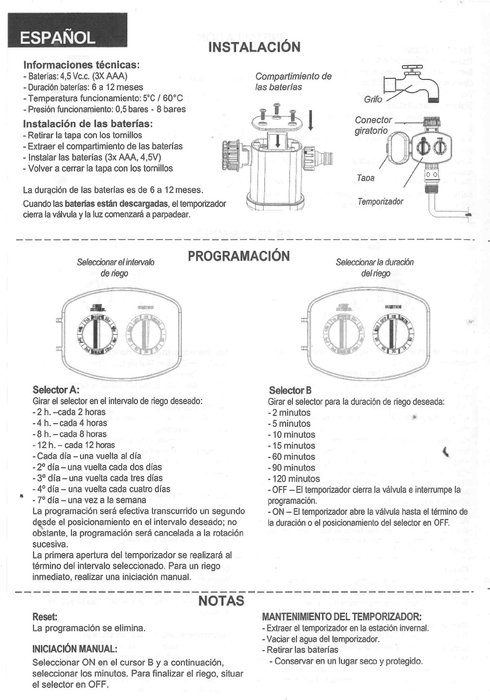 Pluvia Programador de Riego Electrónico PLSD21023