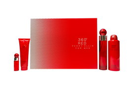 Perry Ellis 360 Red for Men Gift Set con EDT, Gel de Ducha, Desodorante y Mini EDT