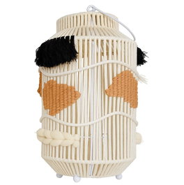DKD Home Decor Portavelas Algodón Cristal Blanco con Flecos