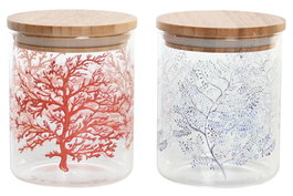 DKD Home Decor Bote de Borosilicato Coral 22, 700 ml, Surtido de 2 Colores