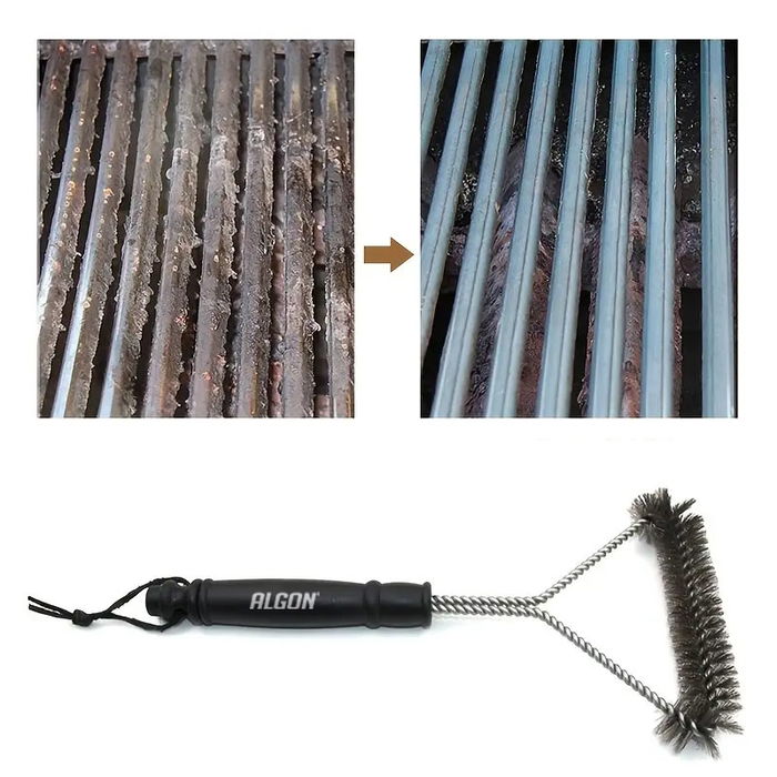 Inde Cepillo para Barbacoa de Alambre de Acero, Limpiador de Parrillas, 34.2 cm de Largo - Algon Bbq (24 Unidades)