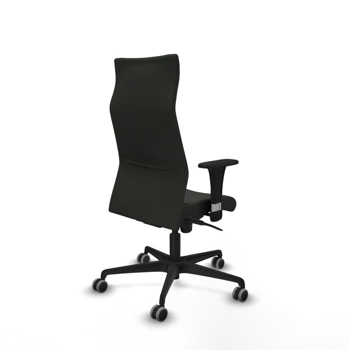 PIQUERAS Y CRESPO Sillón Albacete con Mecanismo Sincro, Tela Negra, Brazos 1D, Ruedas 65mm