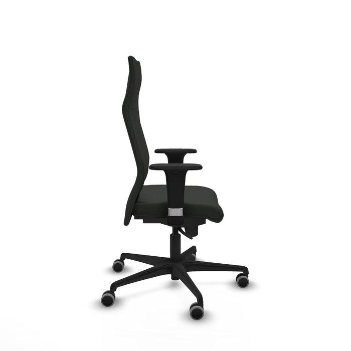 PIQUERAS Y CRESPO Sillón Albacete con Mecanismo Sincro, Tela Negra, Brazos 1D, Ruedas 65mm