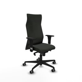 PIQUERAS Y CRESPO Sillón Albacete con Mecanismo Sincro, Tela Negra, Brazos 1D, Ruedas 65mm