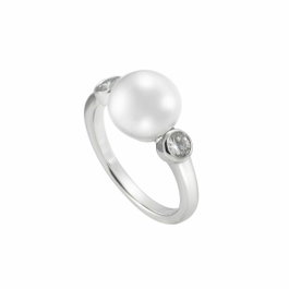 Diamonfire Anillo de Plata con Perla y Circonitas Talla 18 Gris